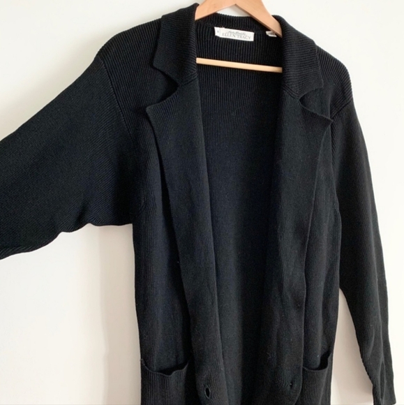 Vintage Ellen Tracy Black Double Breasted Cardigan - Picture 6 of 10